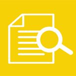 yellow icon page with magnifying glass